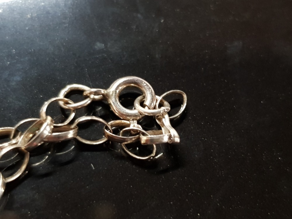 SILVER JEWELLERY COMPRISING A CONVERTED ALBERT CHAIN NECKLACE 3 BRACELETS GATE LINK A CHAIN LINK AND - Image 3 of 3