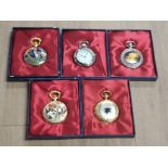 5 BOXED DECORATIVE COLLECTORS POCKET WATCHES