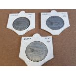 COINS IRELAND SILVER 2/6 X2 1941 1942 AND 2/- 1941