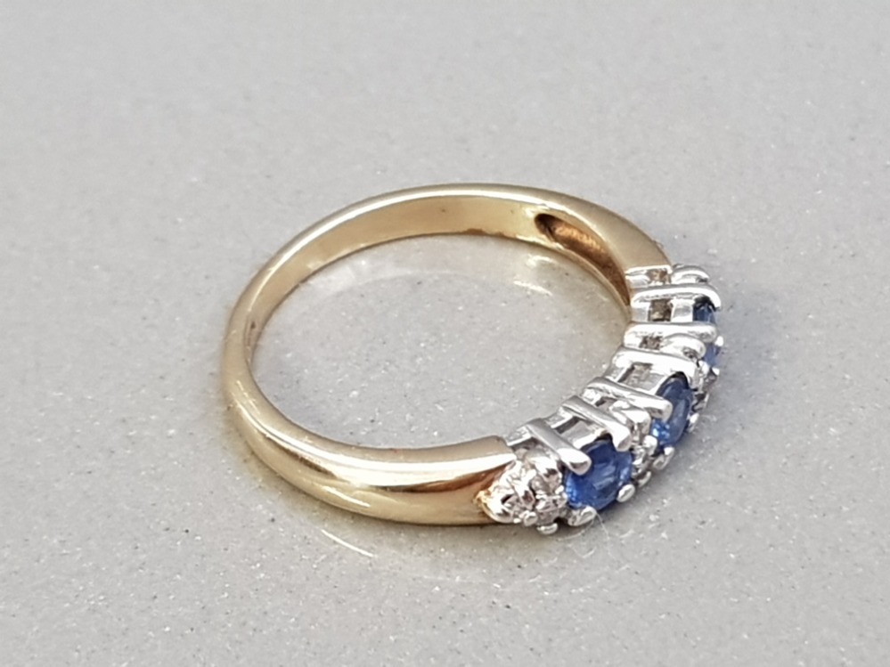 9CT GOLD TANZANITE AND DIAMOND 1/2 ETERNITY STYLE RING 2.1G SIZE K - Image 2 of 2