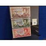 BANKNOTES FALKLAND ISLANDS 2005 £5 2011 £10 AND 2005 £20 UNCIRCULATED