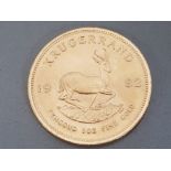 22CT GOLD 1982 1OZ KRUGERRAND COIN