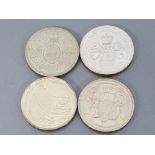 4 UK ROYAL MINT 2 POUND COINS, ALL IN DIFFERENT DESIGNS FROM THE 1980S/90S