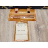 RETRO CARVACRAFT BAKELITE INK WELL DESK TIDY WITH FOUNTAIN PEN AND LETTER OPENER