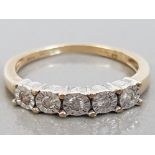 9CT GOLD 5 STONE RING 0.25CTS, SIZE O