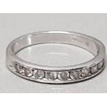 14CT WHITE GOLD DIAMOND HALF ETERNITY RING, 2.7G SIZE N