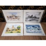 WATERCOLOURS PASTEL AND CHARCOAL DRAWINGS BY JIM D PARRACK PRUDHOE CASTLE MIFORD CASTLE TYNEMOUTH