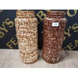 TWO WEST GERMANY FAT LAVA VASES BY SCHEURICH NO 289-47 41CM HIGH