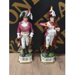 2 PORCELAIN FIGURES OF NAPOLEANIC MILITARY FIGURES 13 INCHES