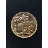 22CT GOLD FULL SOVEREIGN COIN 2011