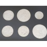 USA SILVER COIN SET COMPRISING OF TWO 1 DOLLAR, THREE HALF DOLLAR AND ONE QUATER DOLLAR COINS