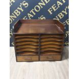 A VINTAGE MAHOGANY 2 DRAWER DOCUMENT HOLDER 23 INCH BY 15INCH BY 18INCH
