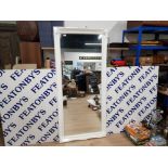A LARGE SWEPT HALL MIRROR WITH PAINTED FRAME 167 X 74.5CM