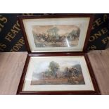 A PAIR OF 19TH CENTURY AQUATINTS WITH HANDCOLOURING IN THE MANNER OF HENRY ALKEN LEEDS TO YORK 30