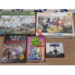 5 MISCELLANEOUS WARGAMES INCLUDES SAMURAI BATTLES, D DAY, SEAS OF IRON, MARS ATTACKS AND WW2