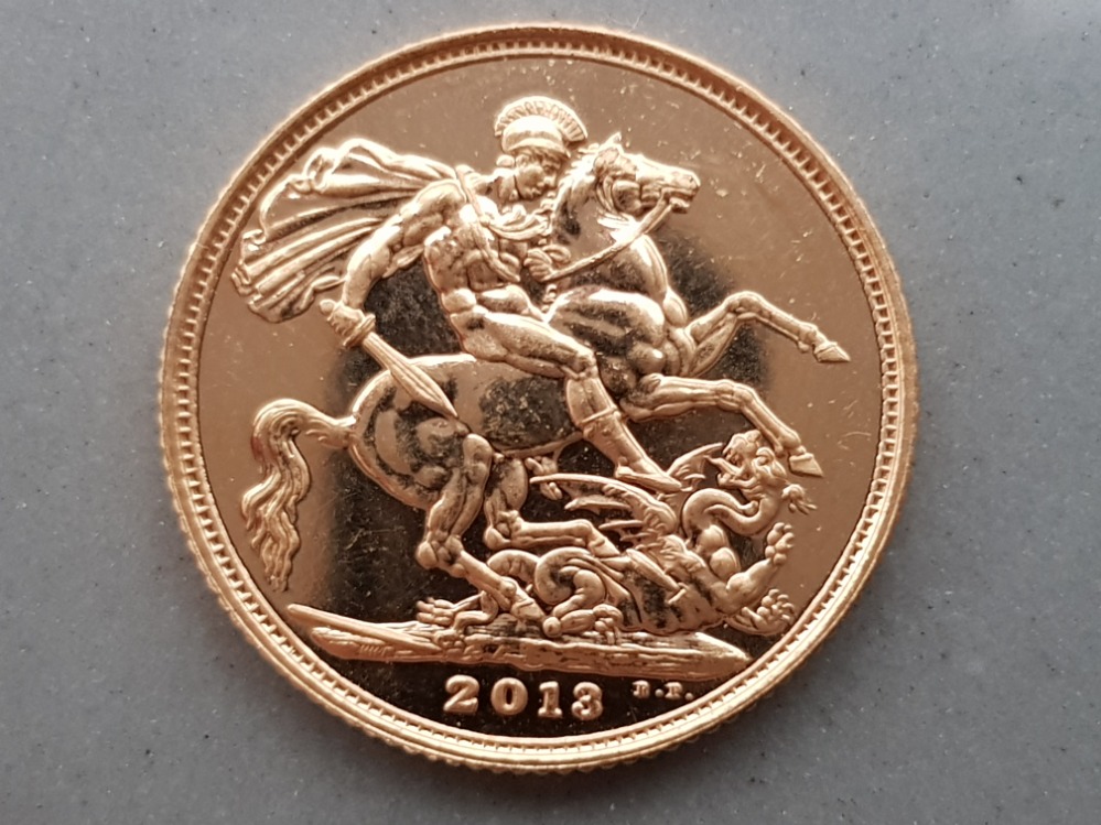 22CT GOLD 2013 FULL SOVEREIGN COIN