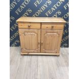 A PINE 2 DRAWER CUPBOARD 35INCH BY 31CM BY 15CM