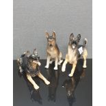 3 GERMAN SHEPHERD DOG ORNAMENTS TO INCLUDE ROYAL DOULTON