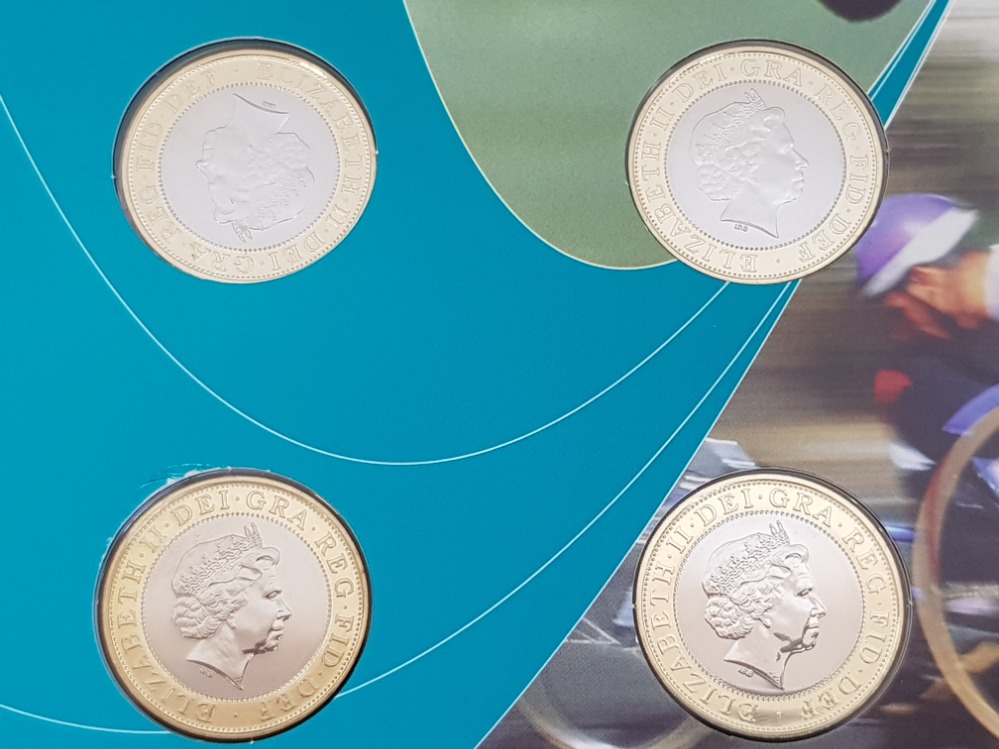 UK ROYAL MINT 2002 COMMONWEALTH GAMES SET OF FOUR 2 POUND COINS IN OFFICIAL UNCIRCULATED PACK, - Image 2 of 3