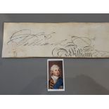 KING WILLIAM IV SIGNATURE ON A PORTION FROM A DOCUMENT