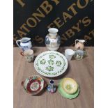 LOT OF POTTERY AND PORCELAIN TO INCLUDE OLD TUPTON MALING PORTMERION CARLTON WARE ETC