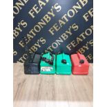 4 5 LITRE PETROL CANS VARIOUS COLOURS