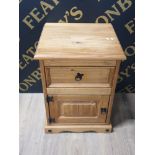 MEXICAN PINE CORONA BEDSIDE CABINET WITH SINGLE DRAWER 17.5INCH BY 16INCH BY 24INCH