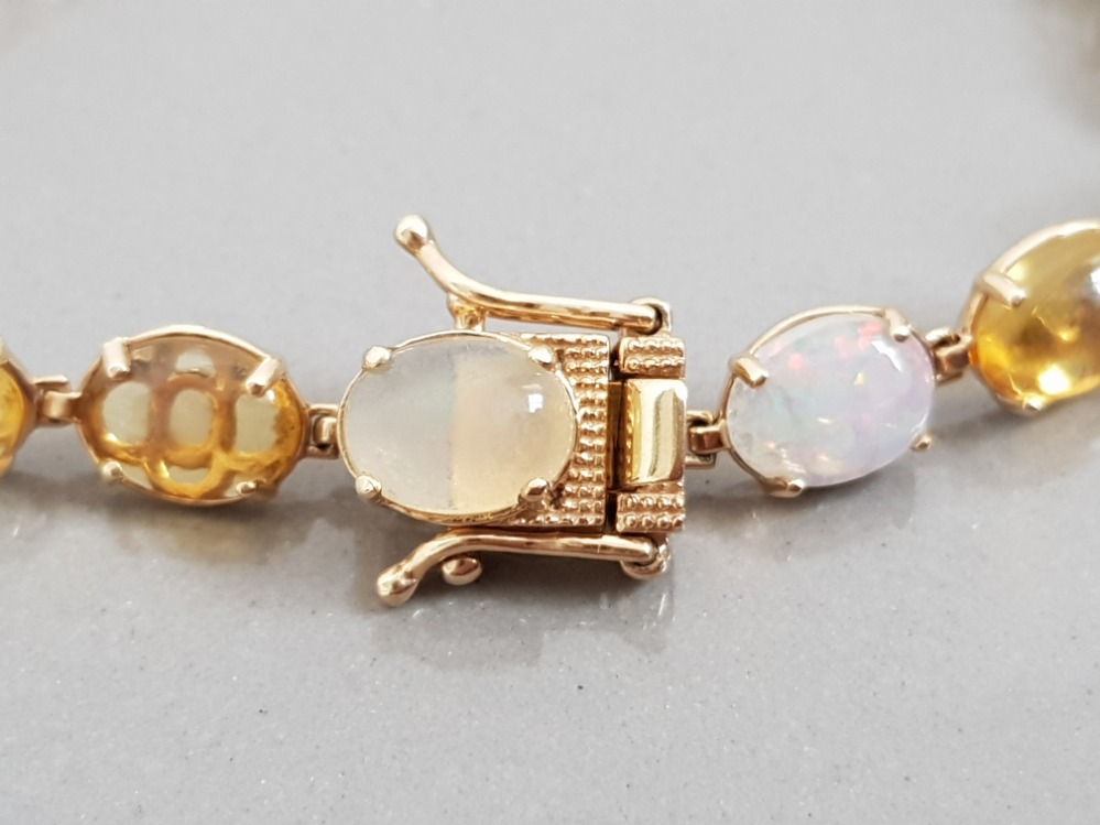 GOLD 9CT OPAL AND YELLOW STONE BRACELET 13G - Image 4 of 4