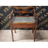 EDWARDIAN INLAID MAHOGANY STORAGE PIANO STOOL