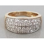 9CT YELLOW GOLD CUBIC ZIRCONIA TURBAN RING, 4.8G SIZE M