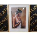 A PASTEL OF A SEMI NUDE LADY B MCDERMOTT SIGNED