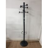 A BLACK METAL 8 ARM COAT RACK