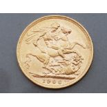 22CT GOLD 1906 FULL SOVEREIGN, MINT MARK P/PERTH