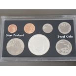 1979 NEW ZEALAND PROOF SET OF 7 COINS INCLUDING 1 DOLLAR SILVER COIN IN ORIGINAL CASE