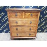 A BEAUTIFUL SOLID 2 OVER 3 DRAWER MANGO WOOD CHEST