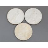 3 USA PEACE DOLLAR COINS DATED 1923, 1924 AND 1926