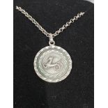 STERLING SILVER CAPRICORN STERLING SIGN PENDANT ON SILVER BELCHER CHAIN 8.8GRAM 19INCHES