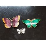 3 BUTTERFLY BROOCHES INC 1 SPORRONE AND CO STOCKHOLM ONE MARKED SILVER