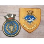 1945 MILITARY PLAQUE VERNON SEMPER VIRET TOGETHER WITH ROYAL NAVY SHIPS PLAQUE FOR HMS FISGARD