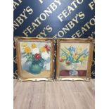 2 ORNATE FRAMED STILL LIFE OIL PAINTINGS 1 ON CANVAS 1 ON BOARD BOTH SIGNED AND DATED R W HEPPLE
