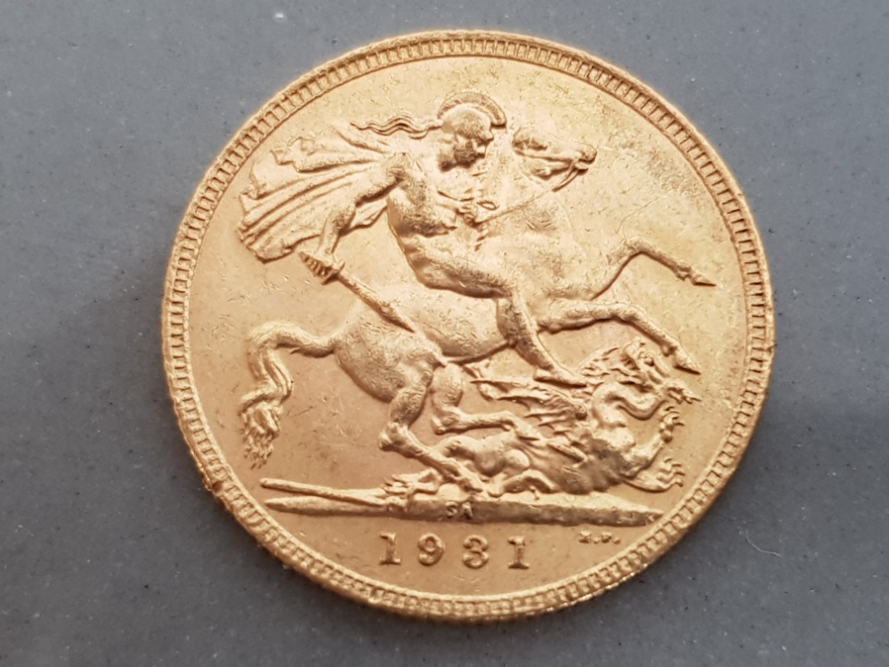 22CT GOLD 1931 FULL SOVEREIGN COIN, MINT MARKS SA/SOUTH AFRICA