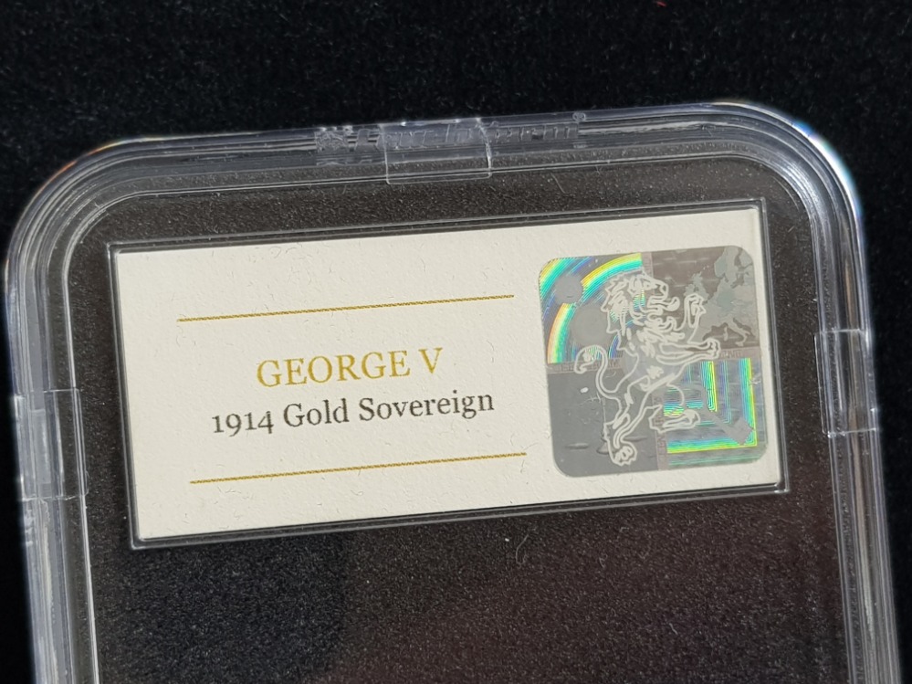 22CT GOLD UNCIRCULATED 1914 GEORGE V FULL SOVEREIGN COIN IN PRESENTATION CASE - Image 4 of 4