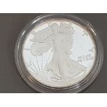 USA 1987 1 OUNCE PROOF SILVER 1 DOLLAR COIN, AMERICAN EAGLE ON CASE, ALSO COMES WITH BOX OF ISSUE