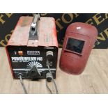 A SEALEY POWERWELDER140 MODEL NO 140XL SAS TOGETHER WITH WELDING HELMET