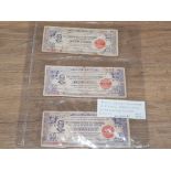 3 PHILIPPINES BANKNOTES 2 PESOS SERIES 1942 EMERGENCY CURRENT WWII