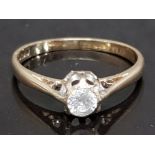 9CT GOLD SOLITAIRE 1/4 CARAT DIAMOND RING WEIGHT 1.8G SIZE N1/2