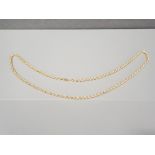 A SILVER GILT ITALIAN LONG ROPE LINK NECKLACE STAMPED 925 77CM LONG 24.4G