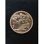 22CT GOLD FULL SOVEREIGN COIN 2017