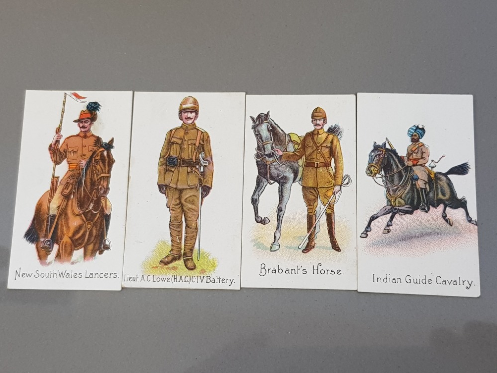 4 HARVEY AND DAVEY CIGARETTE CARDS, 1902 COLONIAL TROOPS, 4 DIFFERENT CARDS IN NICE CONDITION