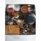 TRAY OF COSTUME JEWELLERY STUD BOXES CUFFLINKS ETC